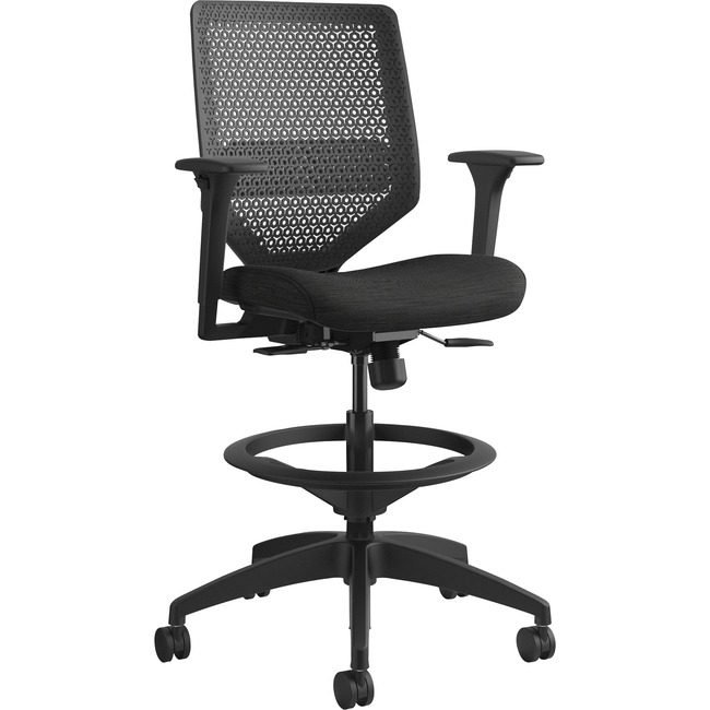 The HON Company Stool Reac Bck W/Arms Black HONSVSR1ACLC10T
