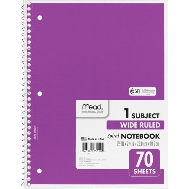 ACCO Brands Mead / Five Star Notebook Wire Wide 1SUB 70 MEA05510
