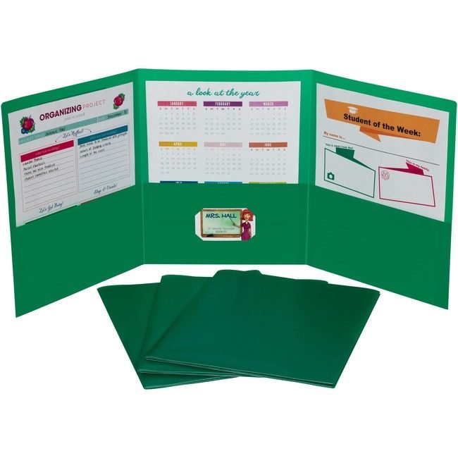 C-Line Products 3-POCKET POLY PORT Green 24/BX CLI33943